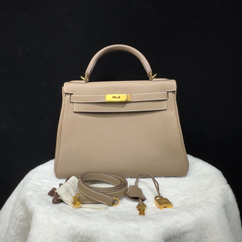 HERMES Kelly 28 大象灰金扣-17