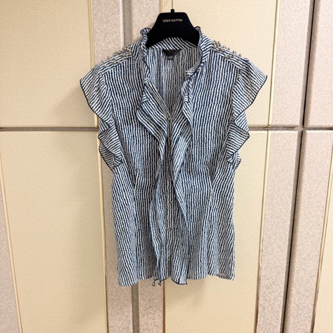黃淑琦藍白色條紋質感上衣 S號 95成新