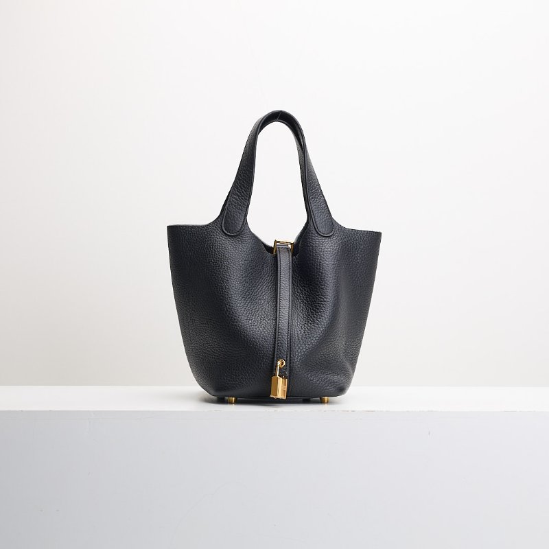 二手Hermès picotin 18 菜籃子/黑金W刻-0