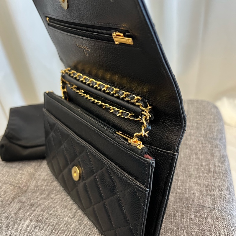 CHANEL 黑金WOC菱格紋荔枝牛皮包(寄賣)-3