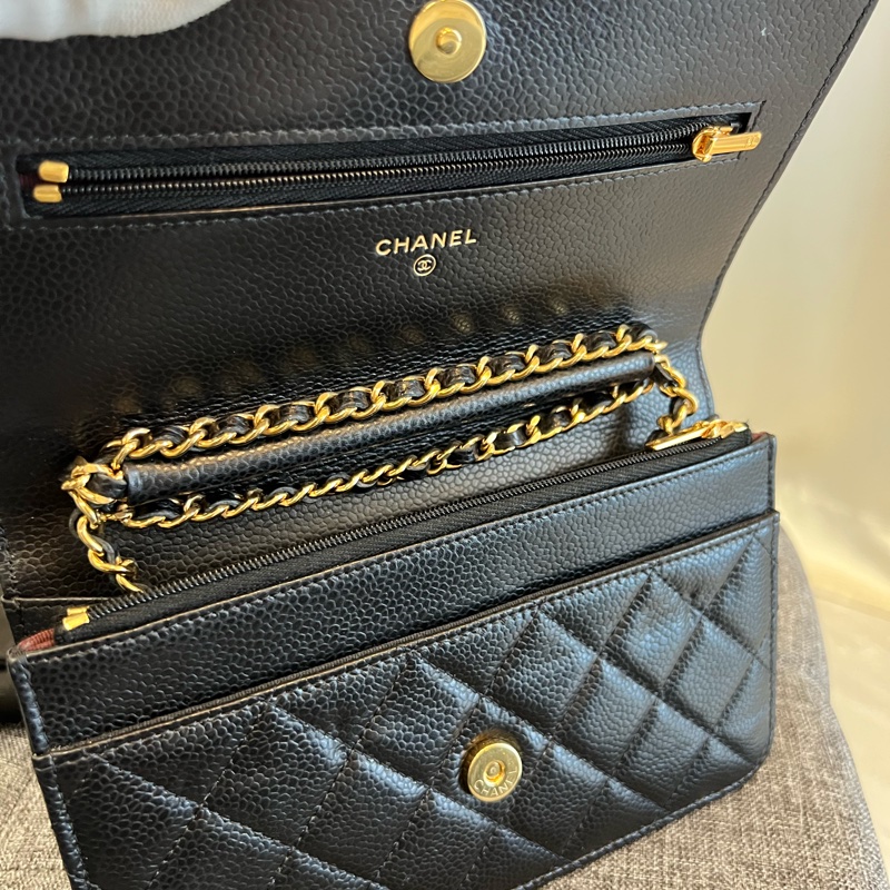 CHANEL 黑金WOC菱格紋荔枝牛皮包(寄賣)-4