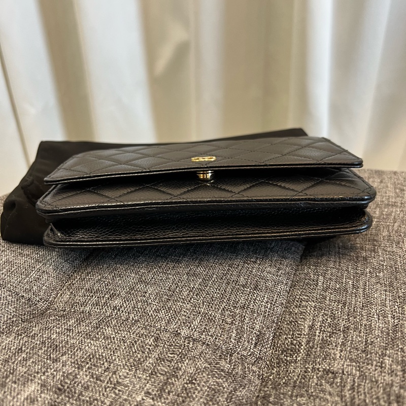 CHANEL 黑金WOC菱格紋荔枝牛皮包(寄賣)-6