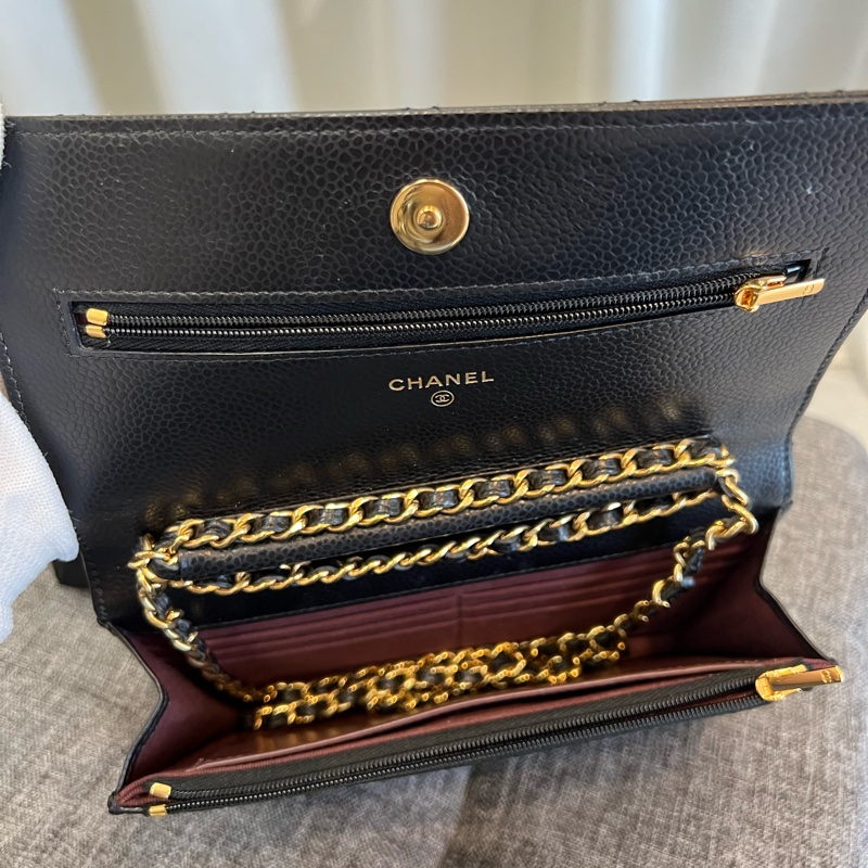 CHANEL 黑金WOC菱格紋荔枝牛皮包(寄賣)-8
