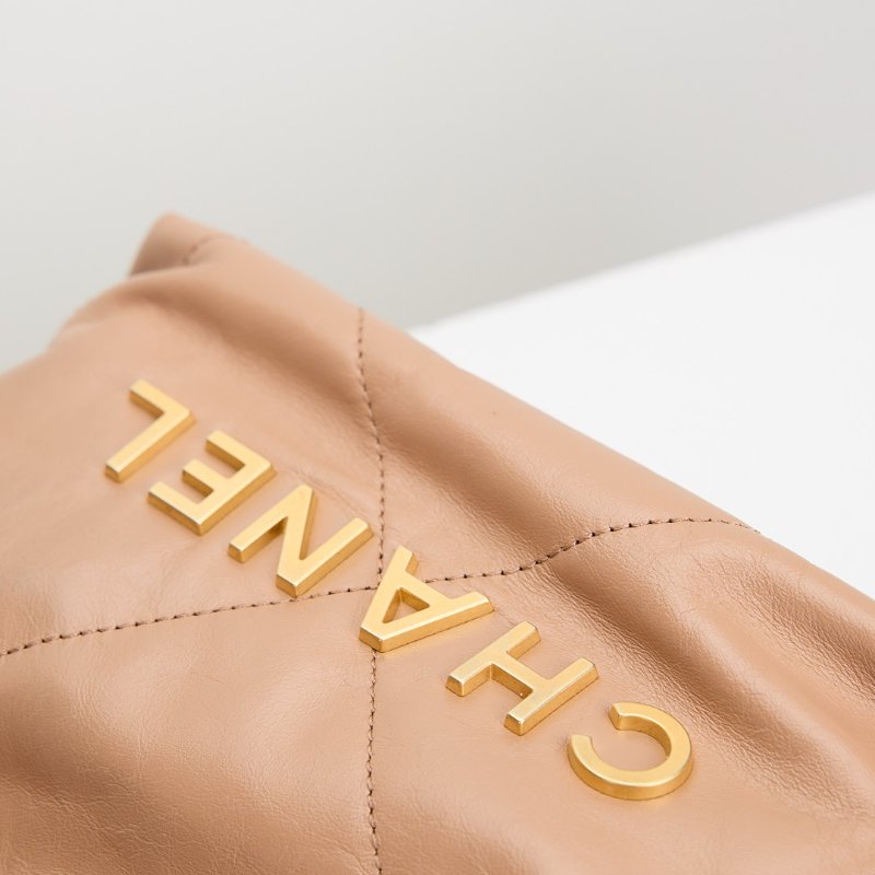 二手Chanel 22bag mini 奶茶色-5