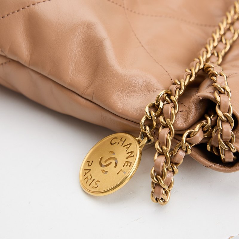 二手Chanel 22bag mini 奶茶色-9