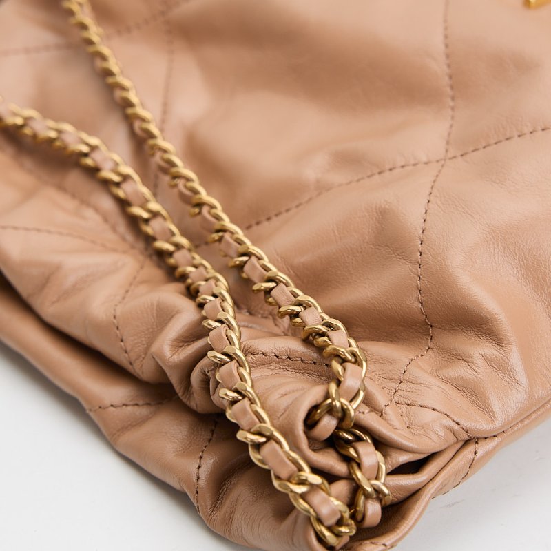 二手Chanel 22bag mini 奶茶色-10