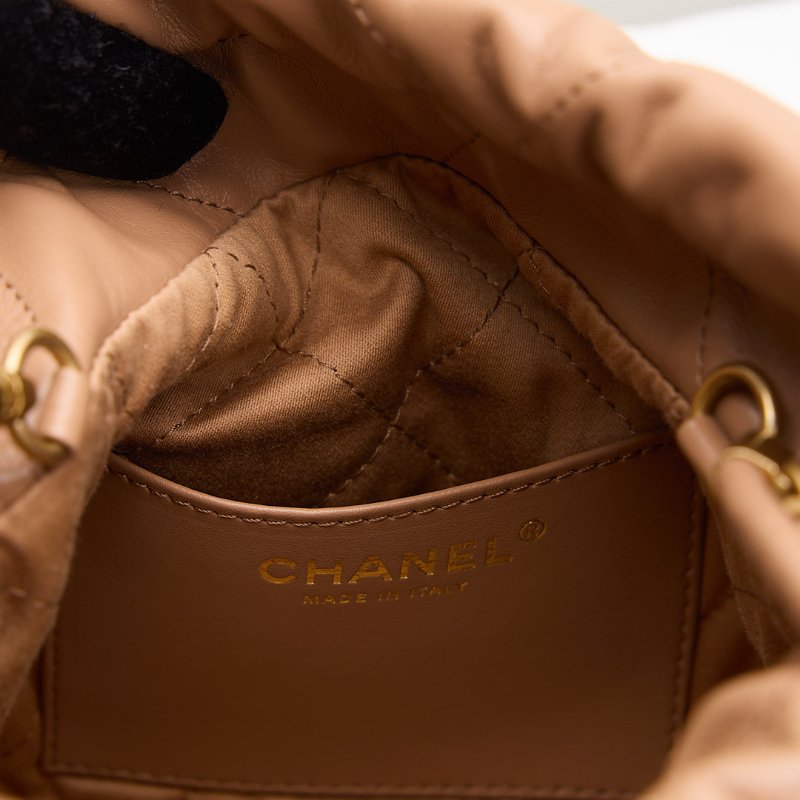 二手Chanel 22bag mini 奶茶色-16