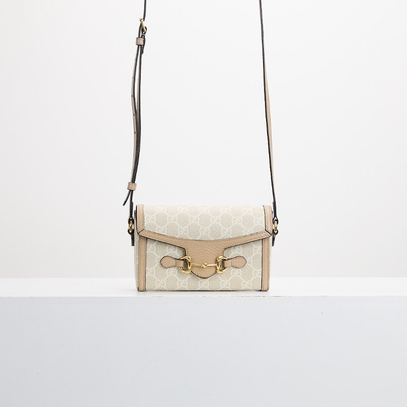 二手Gucci 1955橫版手機包 燕麥色-0