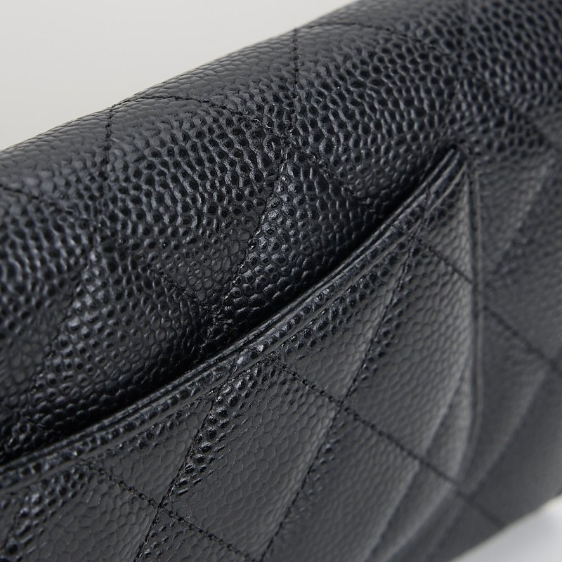 二手Chanel cf口蓋長夾/黑銀牛-6