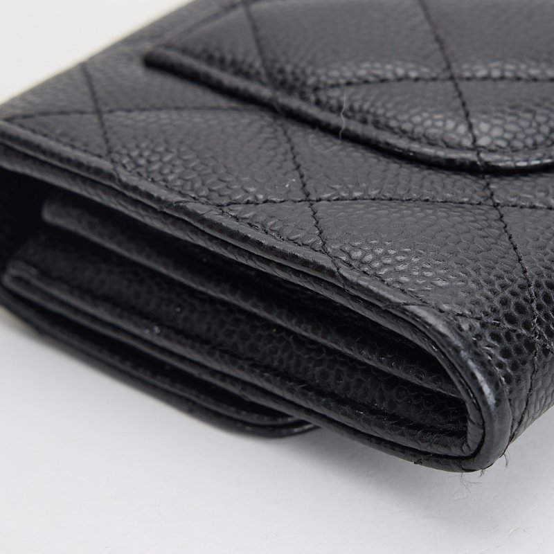 二手Chanel cf口蓋長夾/黑銀牛-7