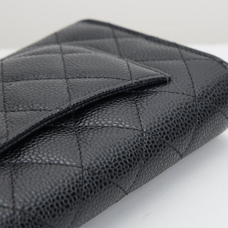 二手Chanel cf口蓋長夾/黑銀牛-8