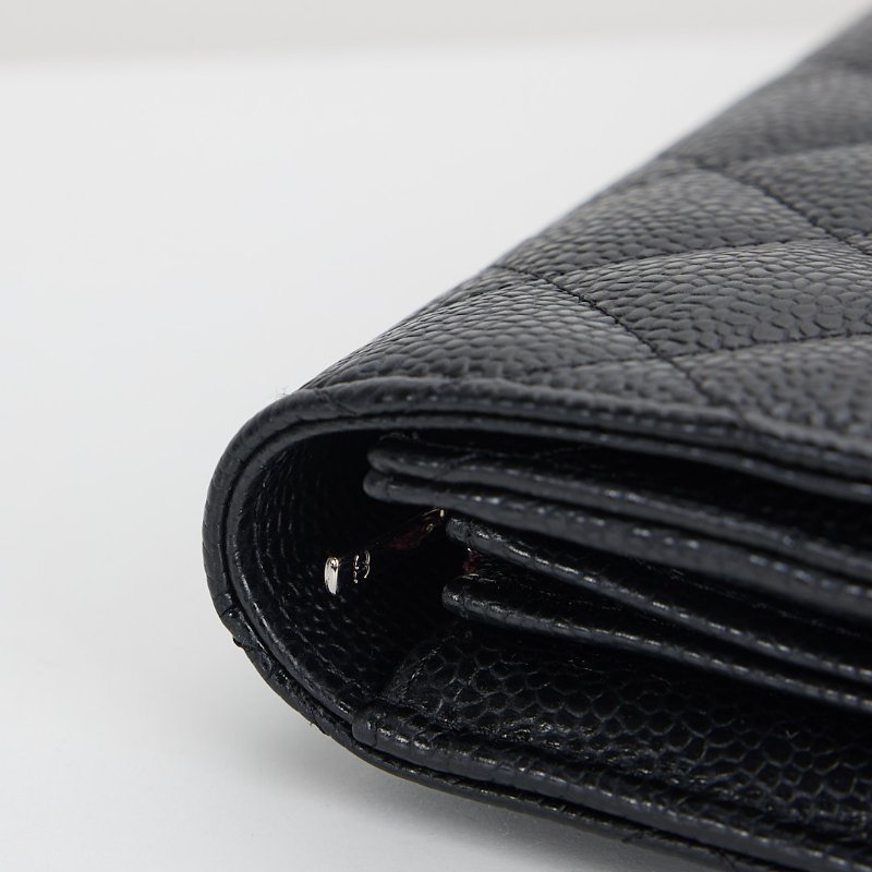 二手Chanel cf口蓋長夾/黑銀牛-11