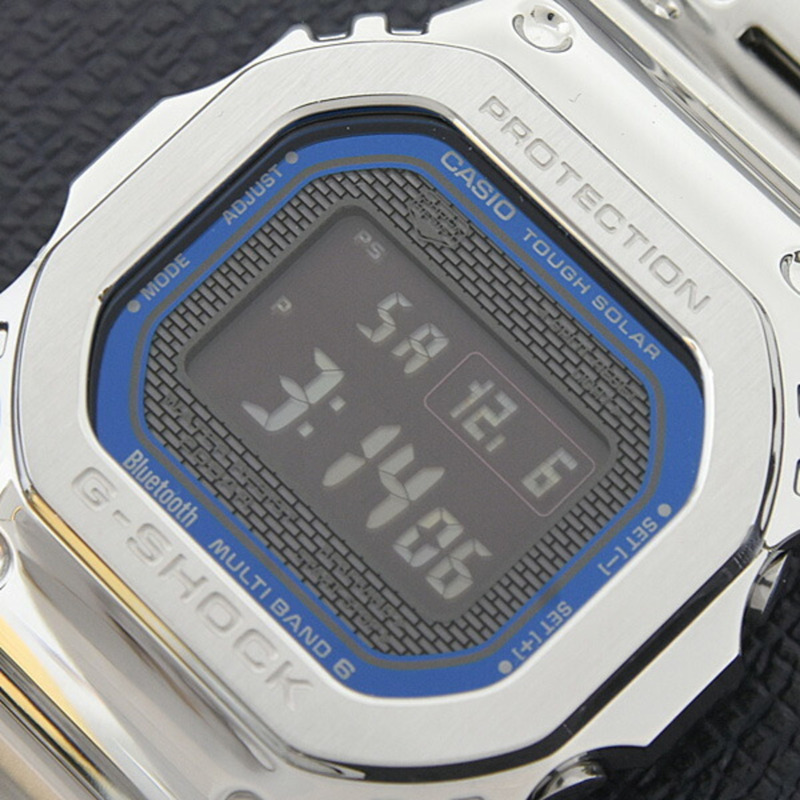 卡西歐男士 G-SHOCK 全金屬 5000 系列太陽能不鏽鋼數位錶盤腕錶 GMW-B5000D-2JF-7