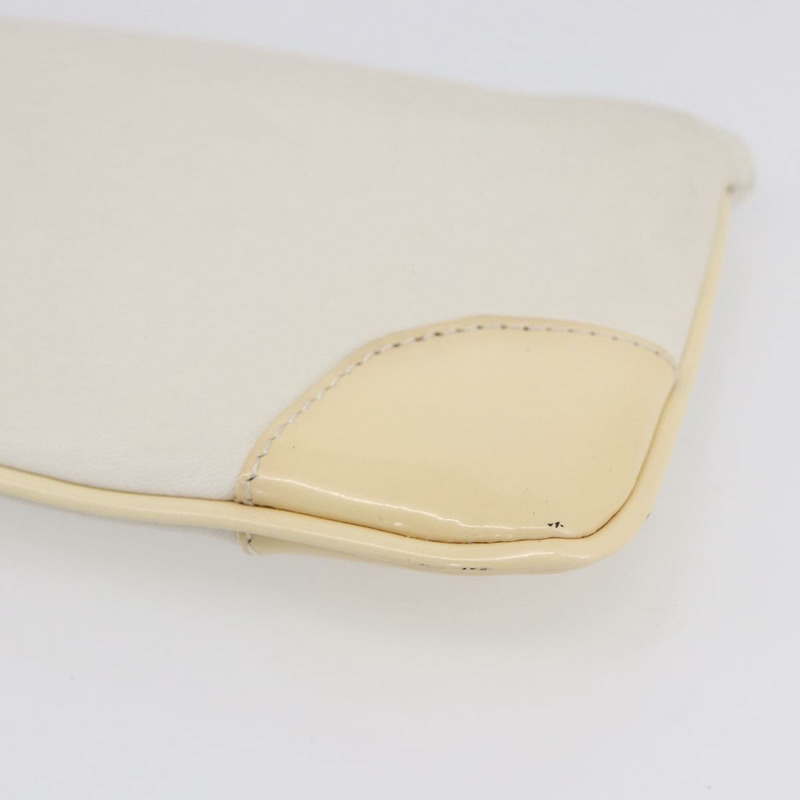 【日本直送】香奈兒山茶花手拿包 皮革 象牙色 金色 CC Auth 154902-14