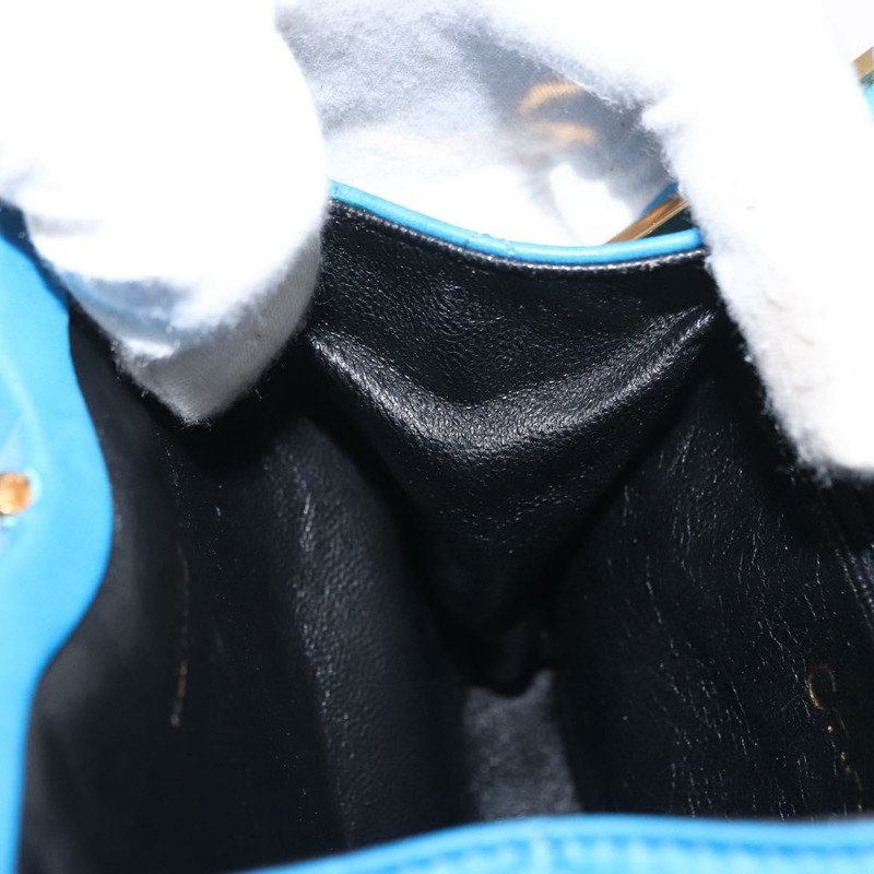 【日本直送】香奈兒 (CHANEL) 絎縫 COCO 標誌手拿包,羊皮材質,藍色金色雙C標誌,正品編號 154906-18