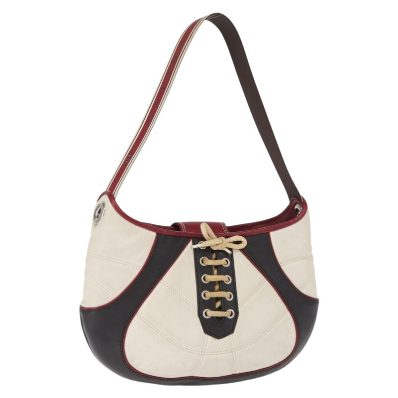 【日本直送】CELINE 2002世界盃單肩包 皮革 白色 黑色 銀色 Auth mr1649-0