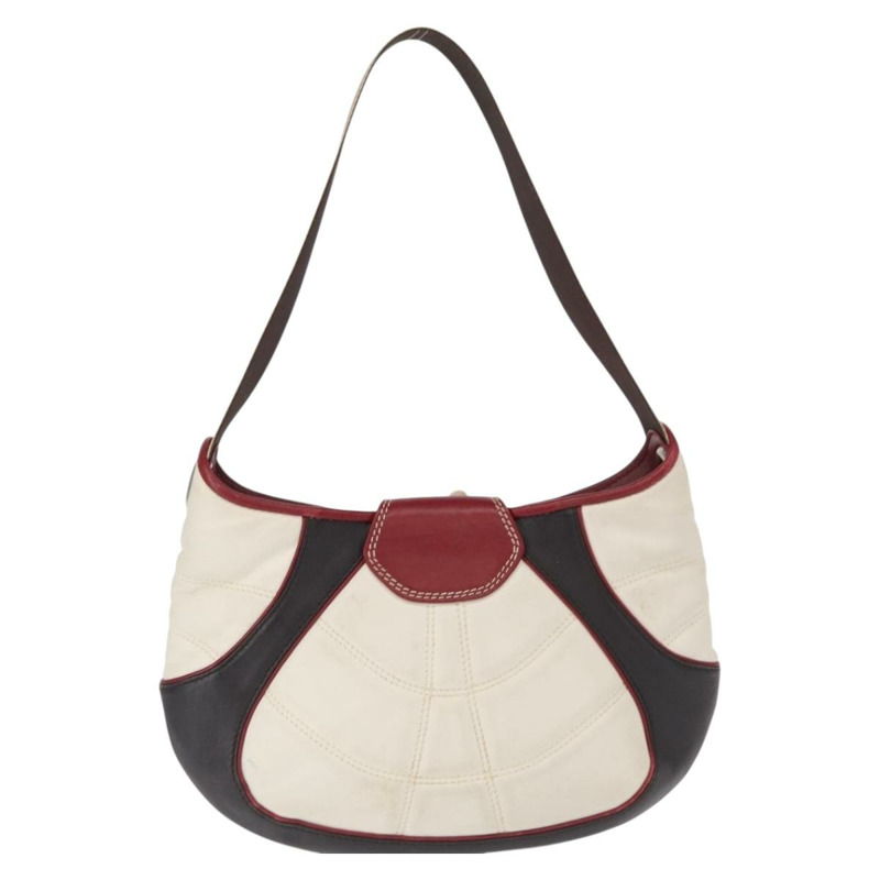 【日本直送】CELINE 2002世界盃單肩包 皮革 白色 黑色 銀色 Auth mr1649-1