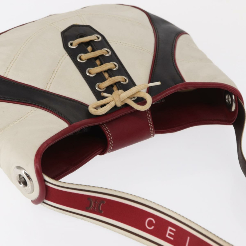 【日本直送】CELINE 2002世界盃單肩包 皮革 白色 黑色 銀色 Auth mr1649-6