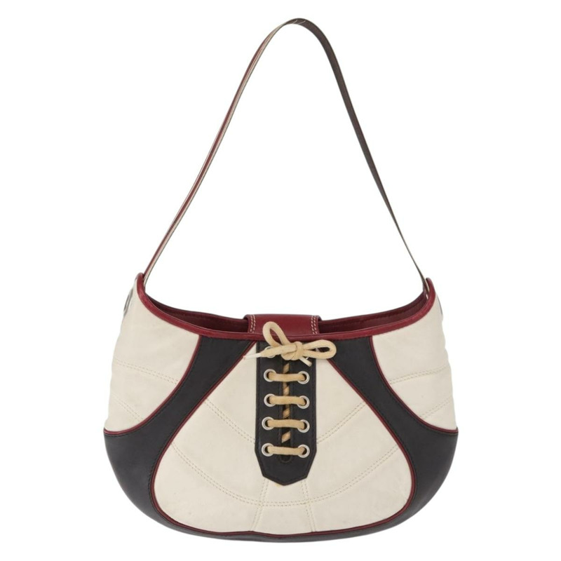 【日本直送】CELINE 2002世界盃單肩包 皮革 白色 黑色 銀色 Auth mr1649-12