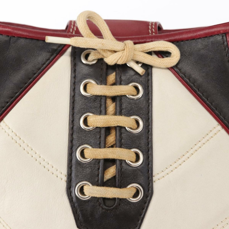 【日本直送】CELINE 2002世界盃單肩包 皮革 白色 黑色 銀色 Auth mr1649-17