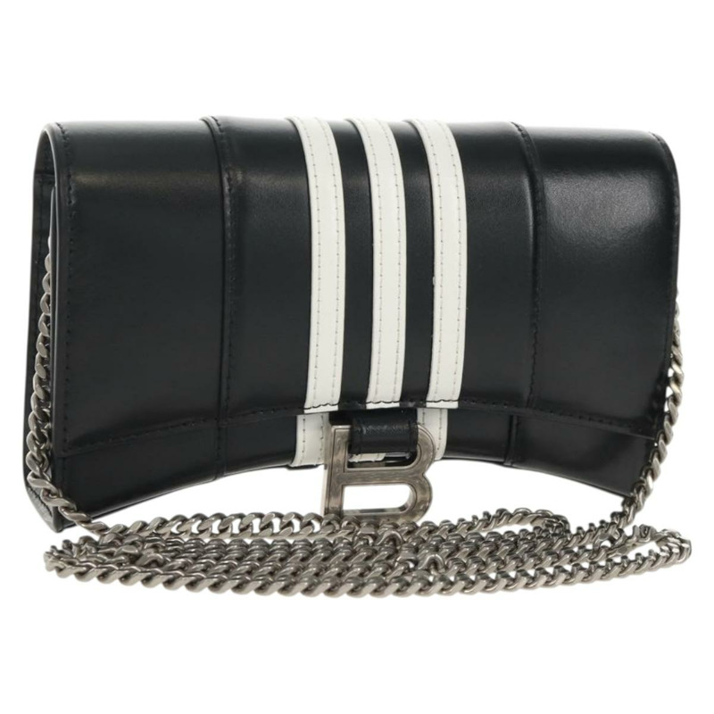 【日本直送】BALENCIAGA 與 Adidas 聯名款鏈條包,黑色皮革,貨號 656050,正品 mr1601M-0