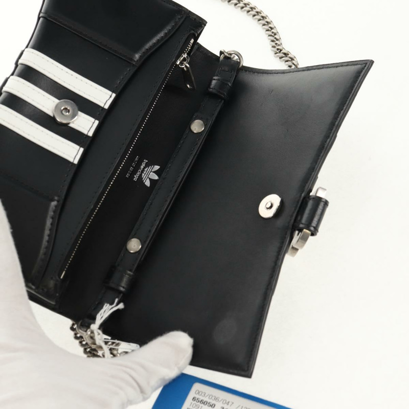 【日本直送】BALENCIAGA 與 Adidas 聯名款鏈條包,黑色皮革,貨號 656050,正品 mr1601M-8