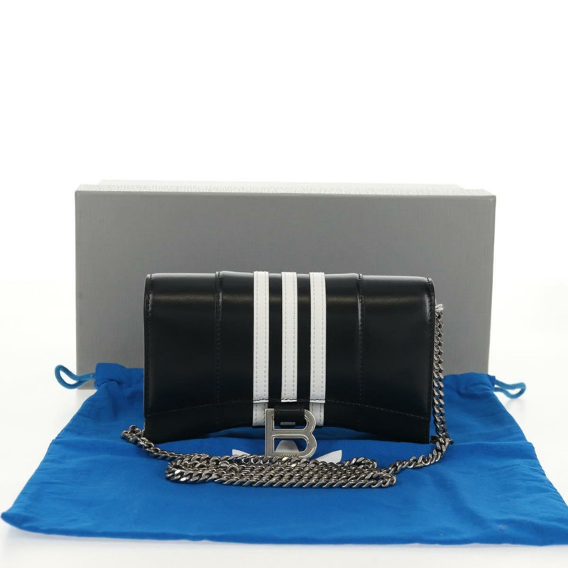【日本直送】BALENCIAGA 與 Adidas 聯名款鏈條包,黑色皮革,貨號 656050,正品 mr1601M-11