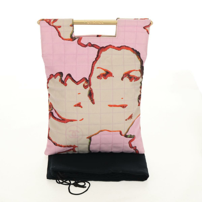 【日本直送】香奈兒 Choco Bar 手提包 帆布 金粉色 CC 標誌 正品 154030M-11