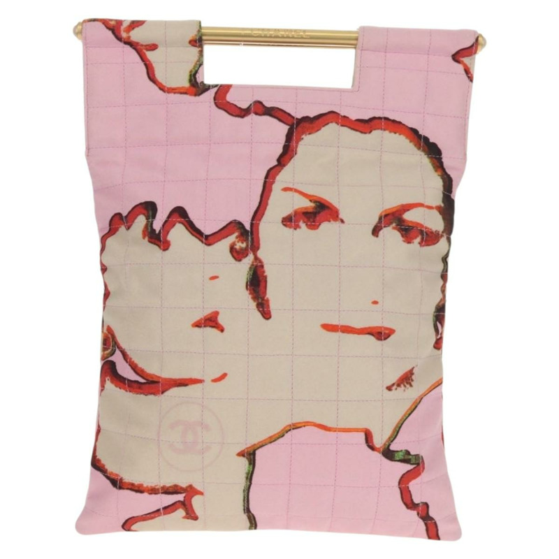 【日本直送】香奈兒 Choco Bar 手提包 帆布 金粉色 CC 標誌 正品 154030M-12