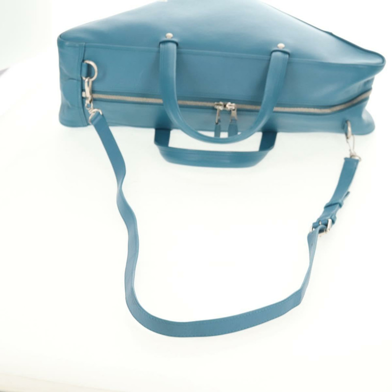 【日本直送】BALENCIAGA 三角形旅行包 M 號,皮革材質,兩用,淺藍色,貨號 476974,正品編號 154084V-8