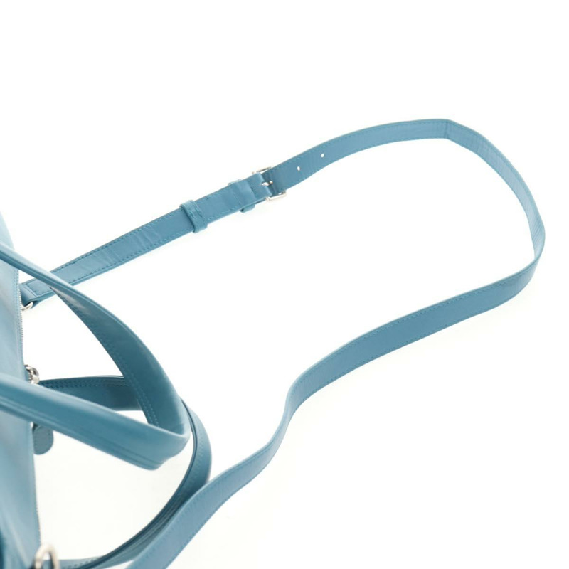 【日本直送】BALENCIAGA 三角形旅行包 M 號,皮革材質,兩用,淺藍色,貨號 476974,正品編號 154084V-15