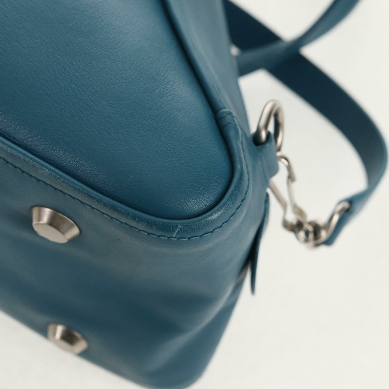 【日本直送】BALENCIAGA 三角形旅行包 M 號,皮革材質,兩用,淺藍色,貨號 476974,正品編號 154084V-17