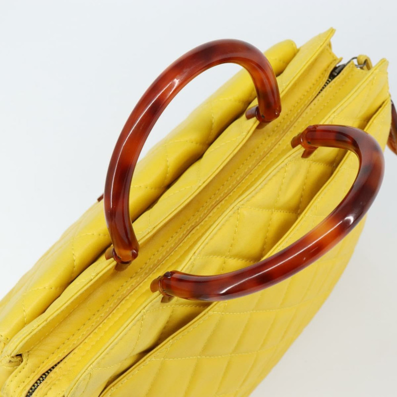 【日本直送】香奈兒 Matelasse 手袋,羊皮,黃色,CC 標誌,正品 BA8254-5