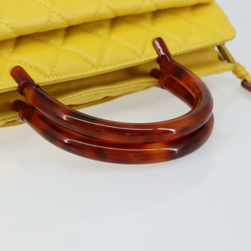 【日本直送】香奈兒 Matelasse 手袋,羊皮,黃色,CC 標誌,正品 BA8254-6