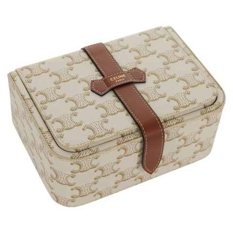 CELINE Triomphe 帆布大號珠寶盒 PVC 白色 4M0382DIU 正品 154934SM