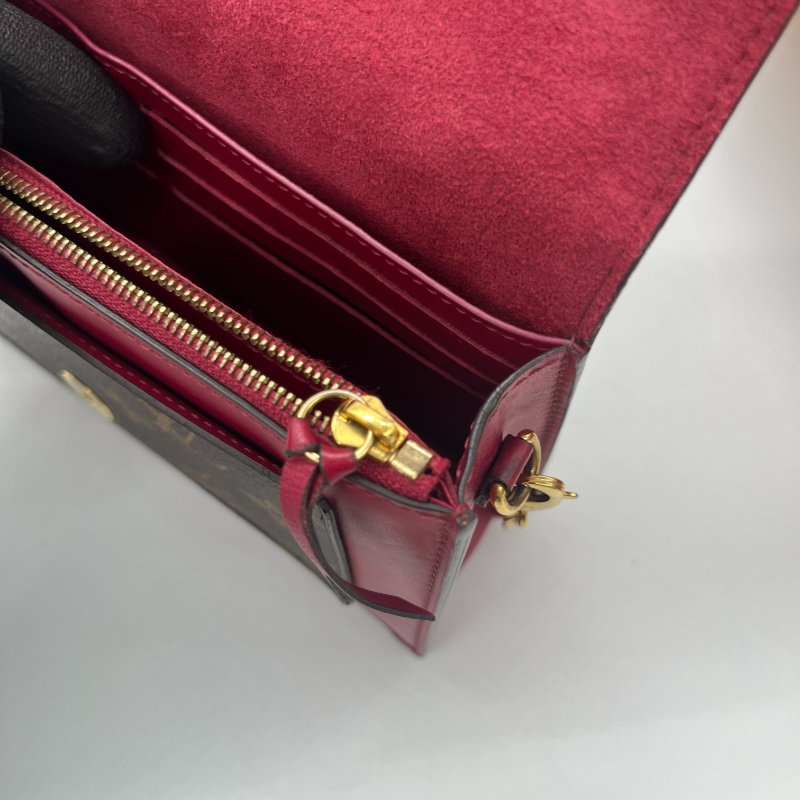 Louis Vuitton 路易威登 Flore 桃紅 金扣 老花 帆布鏈條 肩背包-16