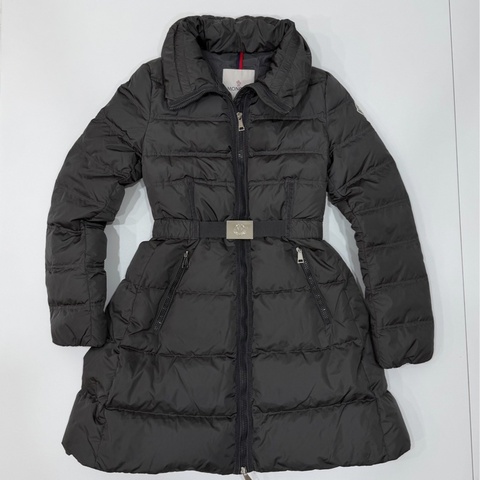 Moncler Accentewr 深灰色 立領拉鍊 腰釦 長版羽絨 羽絨外套 夾克 外套