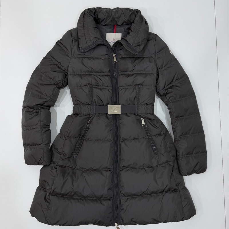 Moncler Accentewr 深灰色 立領拉鍊 腰釦 長版羽絨 羽絨外套 夾克 外套-0