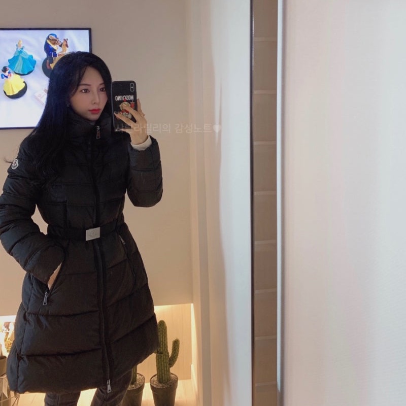 Moncler Accentewr 深灰色 立領拉鍊 腰釦 長版羽絨 羽絨外套 夾克 外套-2