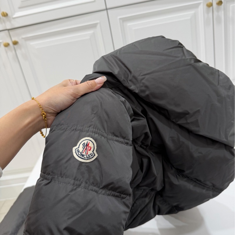 Moncler Accentewr 深灰色 立領拉鍊 腰釦 長版羽絨 羽絨外套 夾克 外套-11