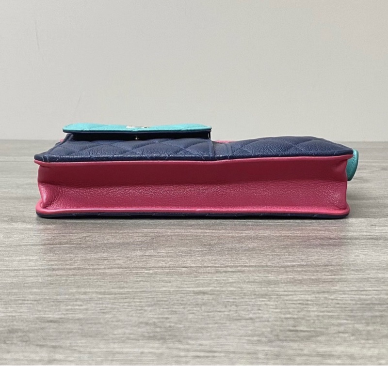 CHANEL三拼色多層牛皮woc鏈條包 19*12*4 98新配件保卡塵袋-3