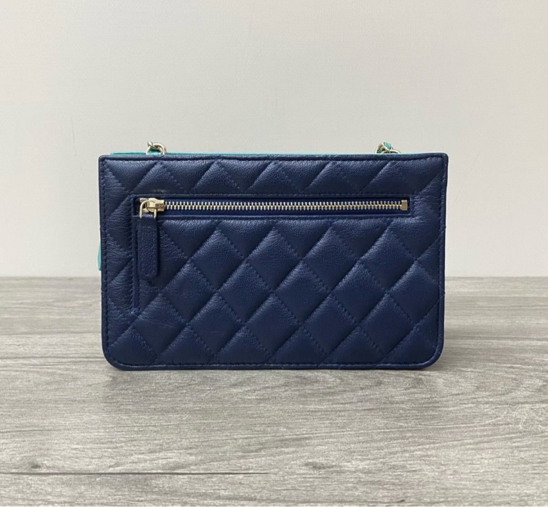 CHANEL三拼色多層牛皮woc鏈條包 19*12*4 98新配件保卡塵袋-5