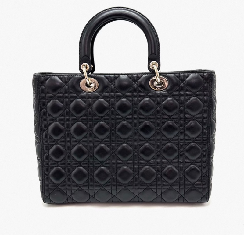 DIOR LadyDior黑金七格黛妃手提肩背斜背包32*25*11 98新配件塵袋-5