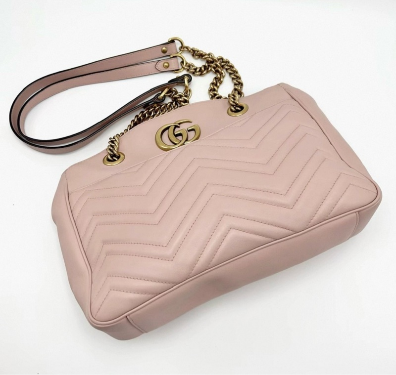 GUCCI 粉金marmont托特包29*23*9 98新配件塵袋-2