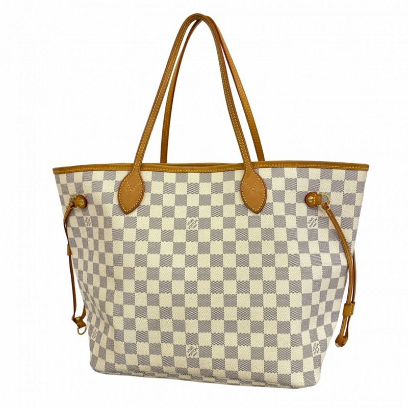 路易威登 Damier Azur Neverfull MM 手提包 N51107 白色 女士-0