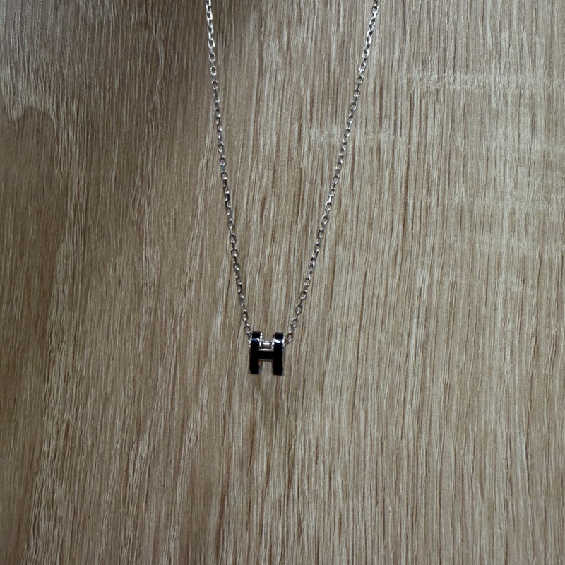 Hermes 銀鏈黑H Mini Pop H項鍊-7
