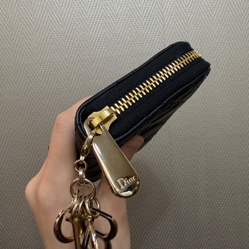 Dior 黑羊皮金釦Lady Dior中夾-3