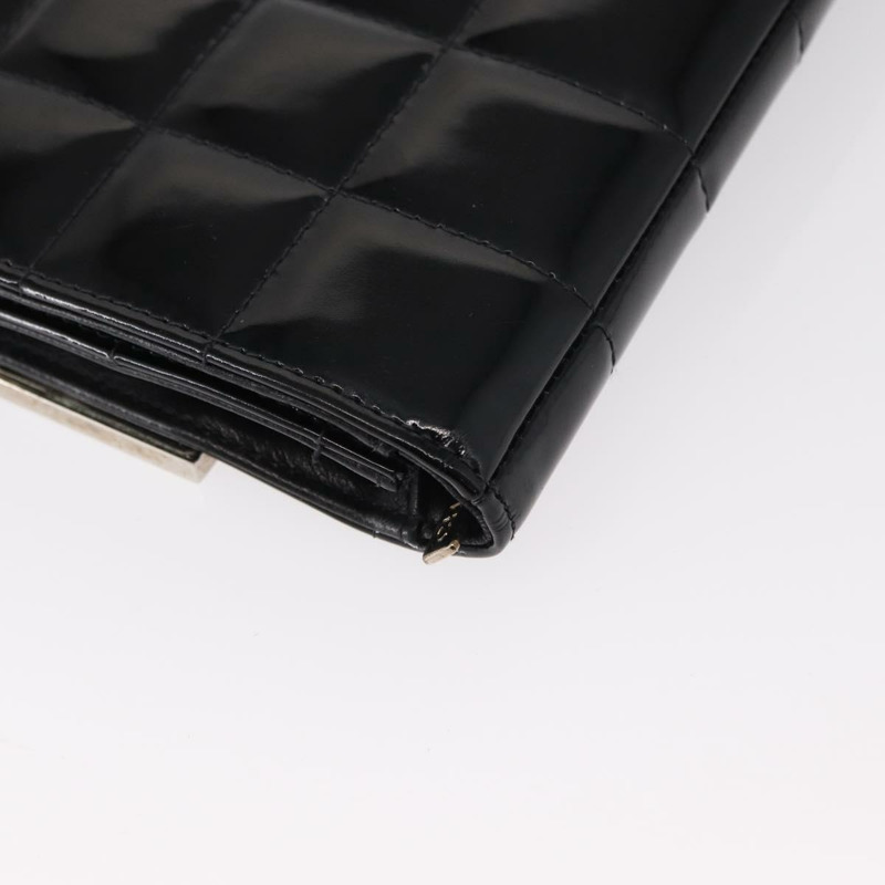 【日本直送】香奈兒 Choco Bar 鏈條肩背包,漆皮黑色銀色雙C標誌,貨號 153210-15