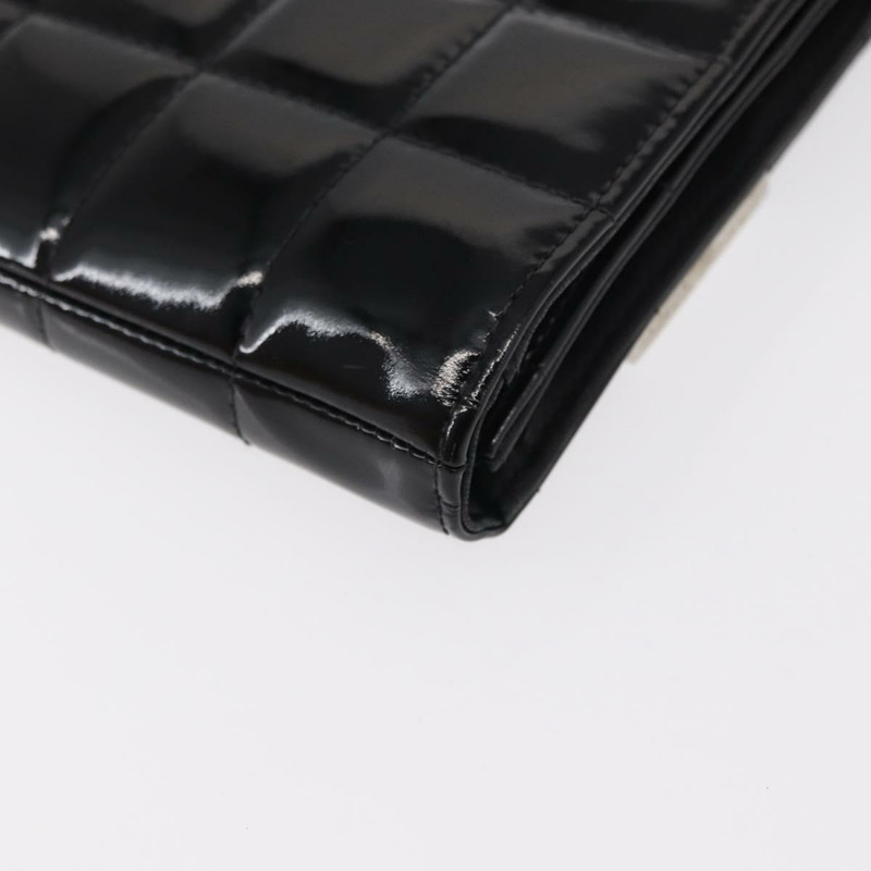 【日本直送】香奈兒 Choco Bar 鏈條肩背包,漆皮黑色銀色雙C標誌,貨號 153210-16