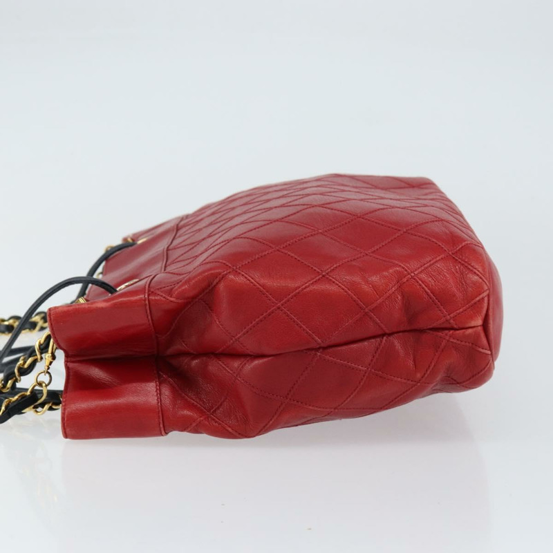 【日本直送】香奈兒 Bicolore 鏈條肩背包，羊皮材質，紅色金色雙C標誌，正品編號 154767-3